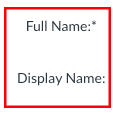Retype your name in the space provided for Full Name and Display Name